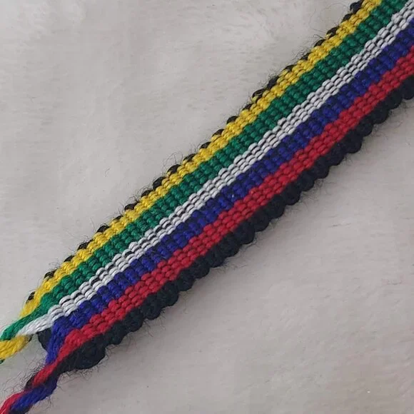 Hand Woven Braided Friendship Bracelet Black Red Blue White Green Yellow - Picture 5 of 12